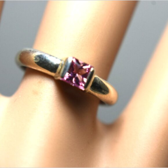 Tiffany & Co. Jewelry - Tiffany & Co Tourmaline Princess Cut Sterling Silver Stackable Ring Sizable 5